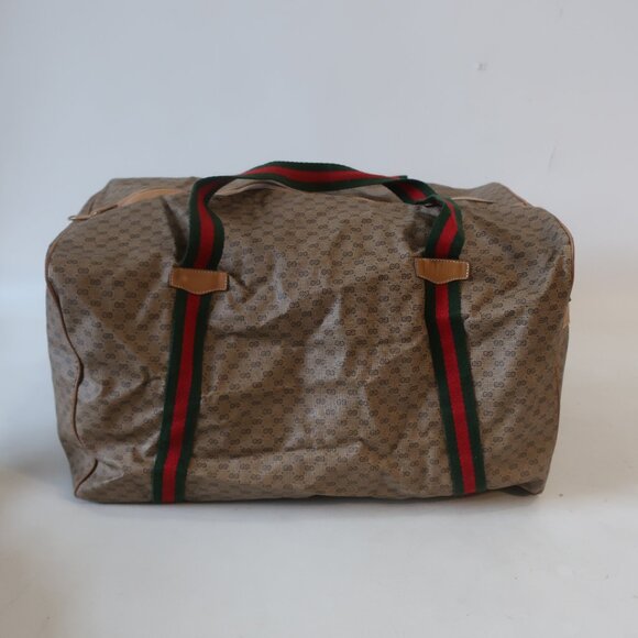 Authentic Women Gucci Micro GG Neutral Beige Web Canvas Leather Micro Duffle Bag - Picture 1 of 16